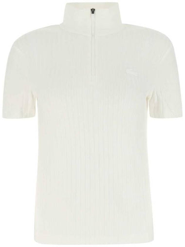 Stretch Viscose Blend Knit Top White - LACOSTE - BALAAN 1