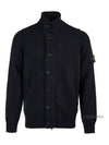 Wappen High Neck Button Up Wool Cardigan Black - STONE ISLAND - BALAAN 2