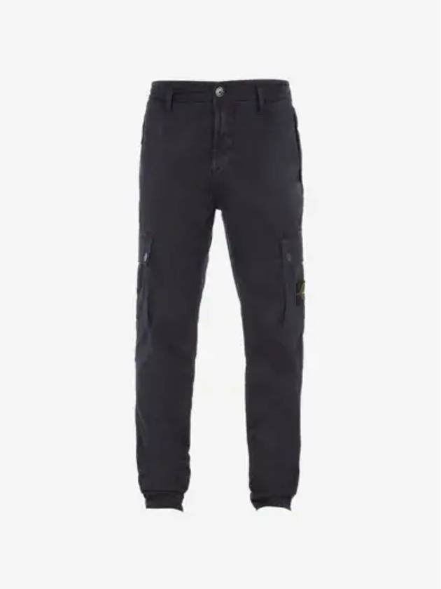 Garment Dyed Old Effect Stretch Broken Twill Cotton Cargo Pants Navy - STONE ISLAND - BALAAN 2