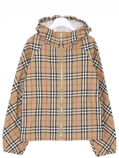 Kids Vintage Check Cotton Hooded Jacket Beige - BURBERRY - BALAAN 2