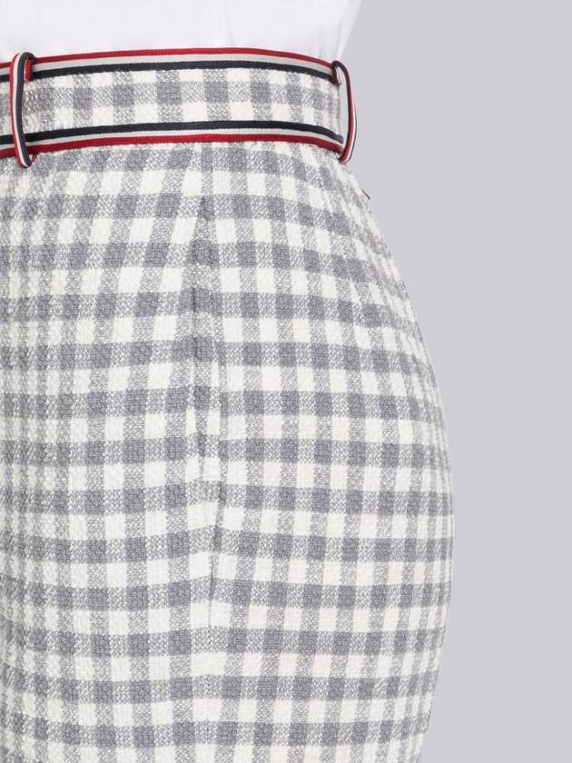 Gingham Stripe Trim High Waisted Shorts Medium Grey - THOM BROWNE - BALAAN 5