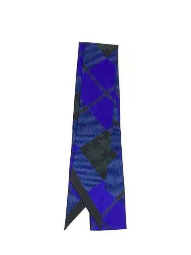 Check Silk Scarf Black Navy - BURBERRY - BALAAN 4