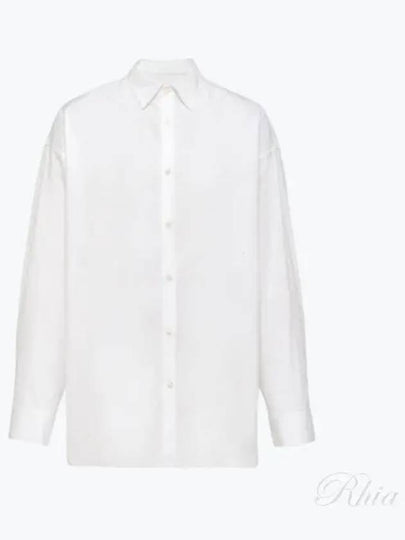 Oversized Cotton Long Sleeved Shirt White - PRADA - BALAAN 2