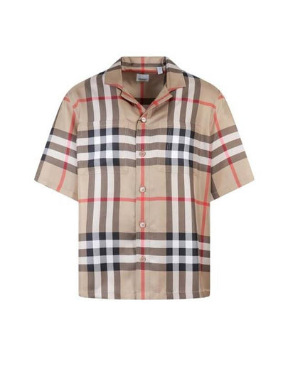 Vintage Check Silk Short Sleeve Shirt Archive Beige - BURBERRY - BALAAN 2