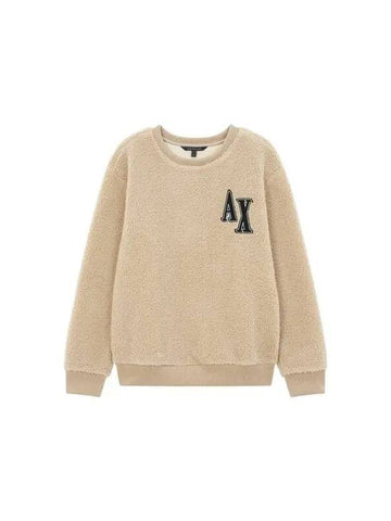 Women s Logo Patch Fleece Sweatshirt Beige 271231 - ARMANI EXCHANGE - BALAAN 1