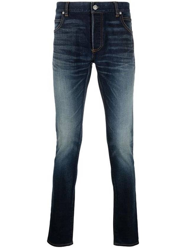 Back Logo Patch Slim Fit Jeans Blue - BALMAIN - BALAAN 2