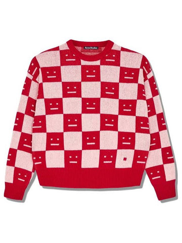 Katlas Checkerboard Knit Top Red - ACNE STUDIOS - BALAAN 1