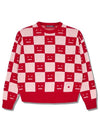 Katlas Checkerboard Knit Top Red - ACNE STUDIOS - BALAAN 1