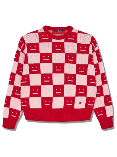 Katlas Checkerboard Knit Top Red - ACNE STUDIOS - BALAAN 1