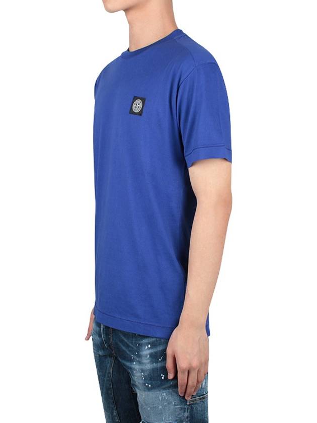 Logo Patch Short Sleeve T-Shirt Blue - STONE ISLAND - BALAAN 4