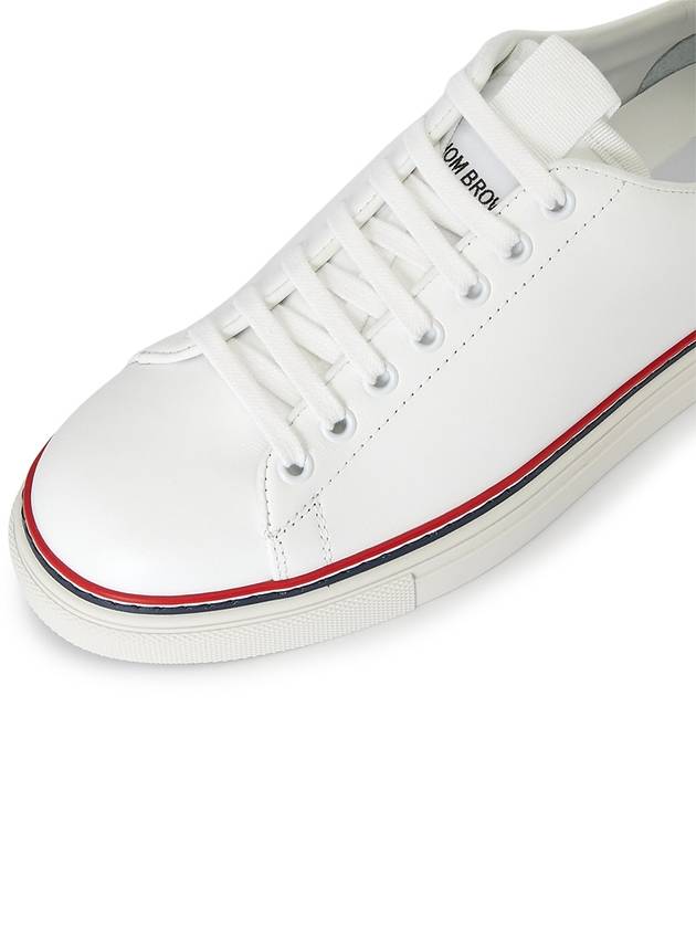 Tennis Vitello Calf Leather Low Top Sneakers White - THOM BROWNE - BALAAN 8