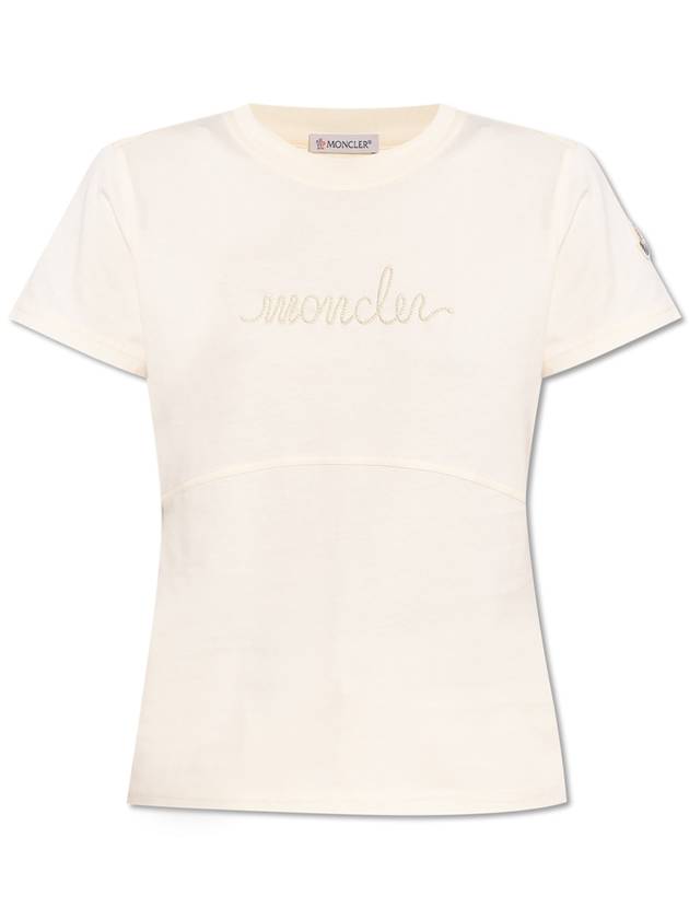 Moncler T-shirt With Logo, Women's, Cream - MONCLER - BALAAN 1