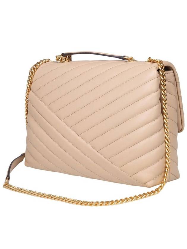 Kira Chevron Convertible Shoulder Bag Beige - TORY BURCH - BALAAN 3