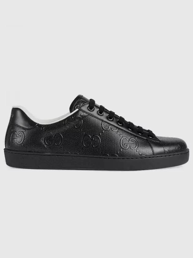 Ace GG Embossed Leather Low Top Sneakers Black - GUCCI - BALAAN 2