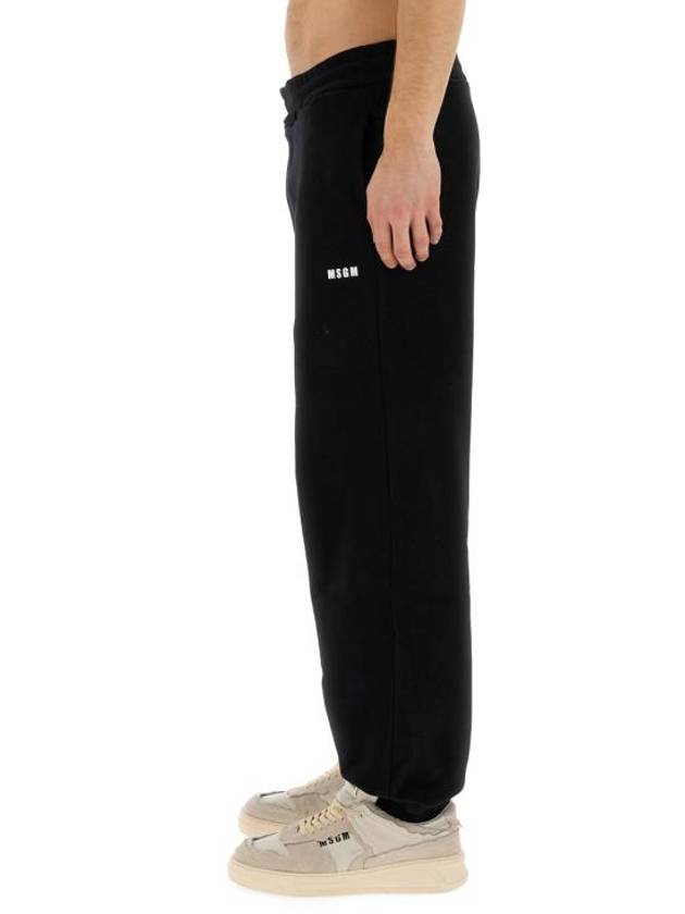 Logo Cotton Track Pants Black - MSGM - BALAAN 5