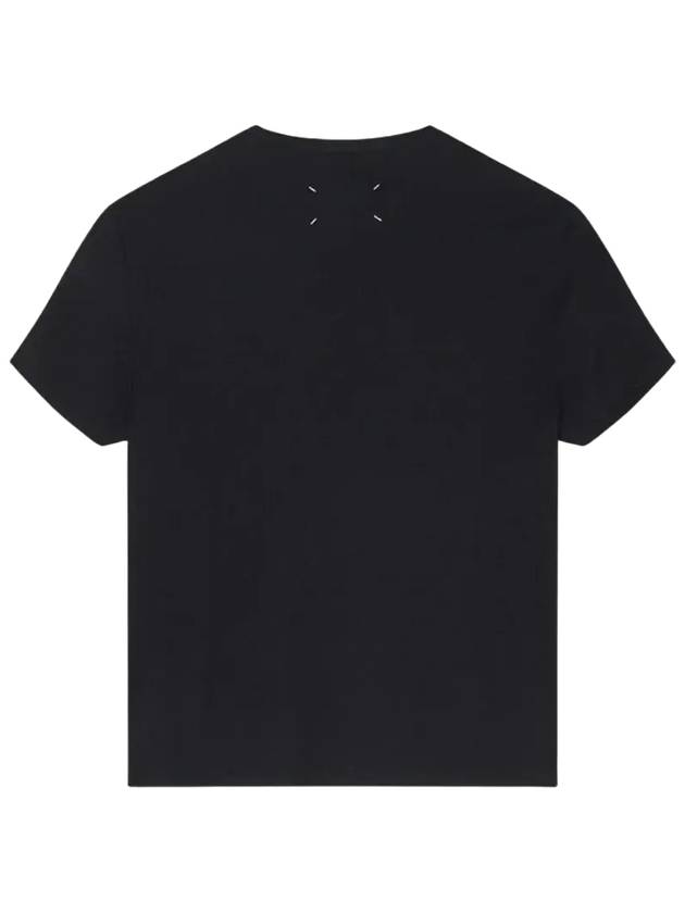 Reverse Embroidered Logo Stitched Cotton Short Sleeve T-Shirt Black - MAISON MARGIELA - BALAAN 3