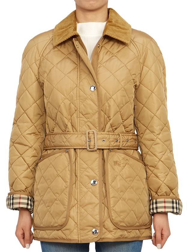 Diamond Quilted Nylon Jacket Beige - BURBERRY - BALAAN 5