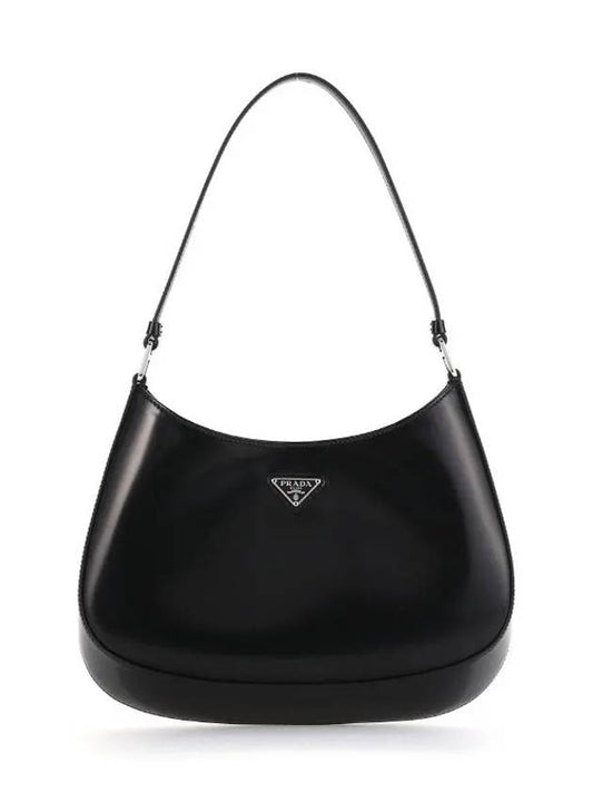 Triangular Logo Cleo Brushed Leather Shoulder Bag Black - PRADA - BALAAN 2