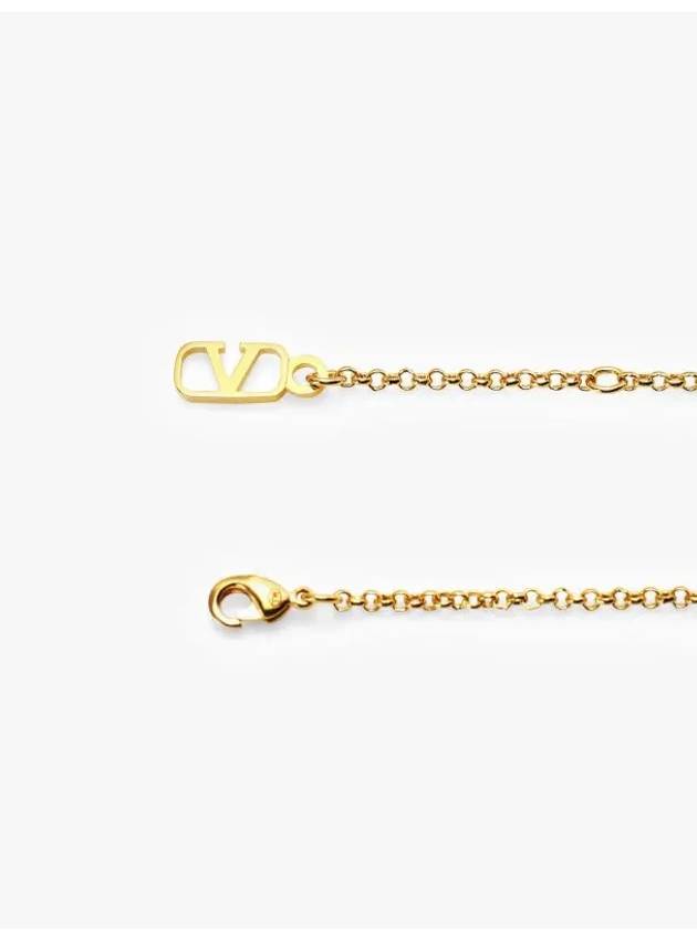 V Logo Signature Metal Necklace Gold - VALENTINO - BALAAN 4