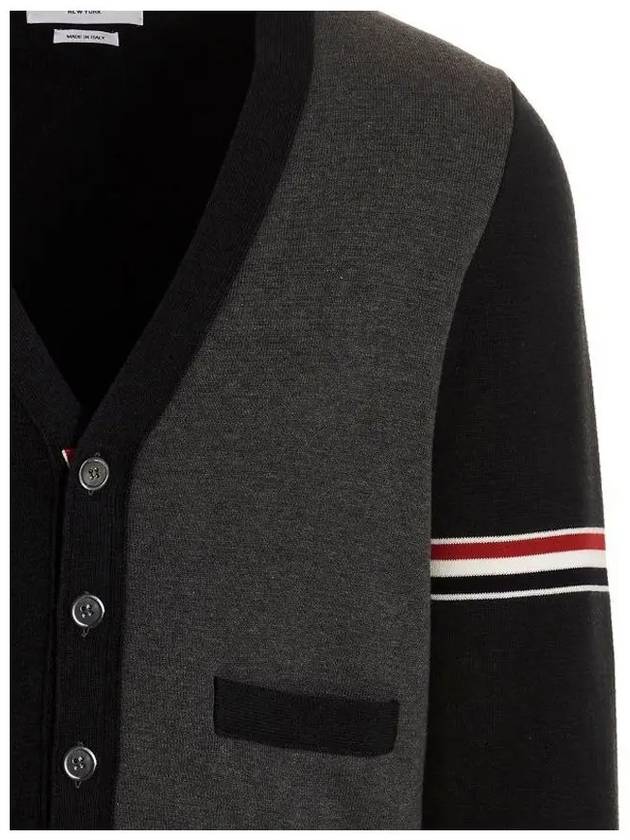 Funmix Cotton ArmBand V-Neck Cardigan Tonal Grey - THOM BROWNE - BALAAN 5