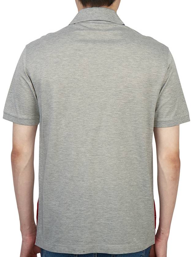 Men's Three Stripes Pocket Mercerized Short Sleeve Polo Shirt Light Grey - THOM BROWNE - BALAAN 5