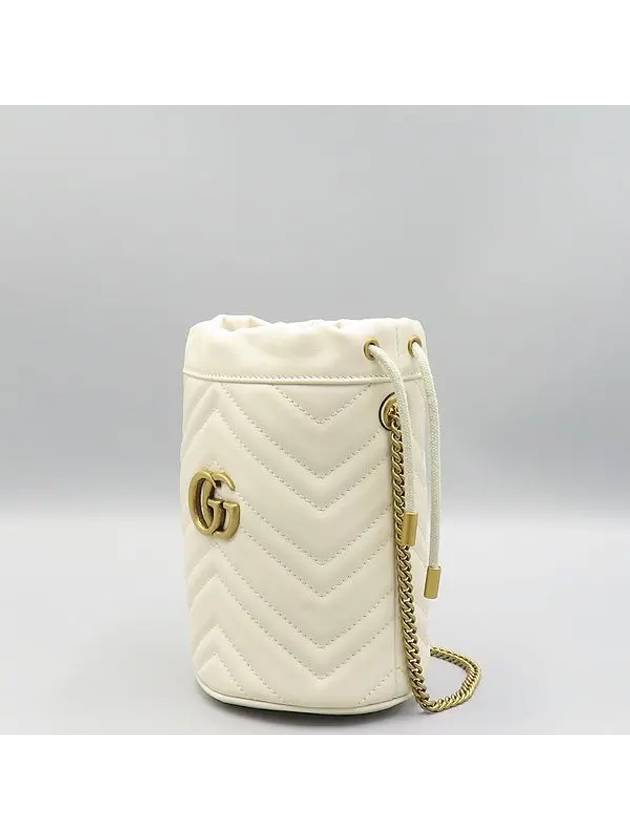 575163 Ivory leather GG Marmont mini bucket cross bag - GUCCI - BALAAN 3