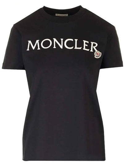 Embroidered Logo Cotton Short Sleeve T-Shirt Black - MONCLER - BALAAN 2