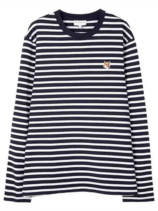 Marine Striped Fox Head Patch Men s Long Sleeve T Shirt - MAISON KITSUNE - BALAAN 1