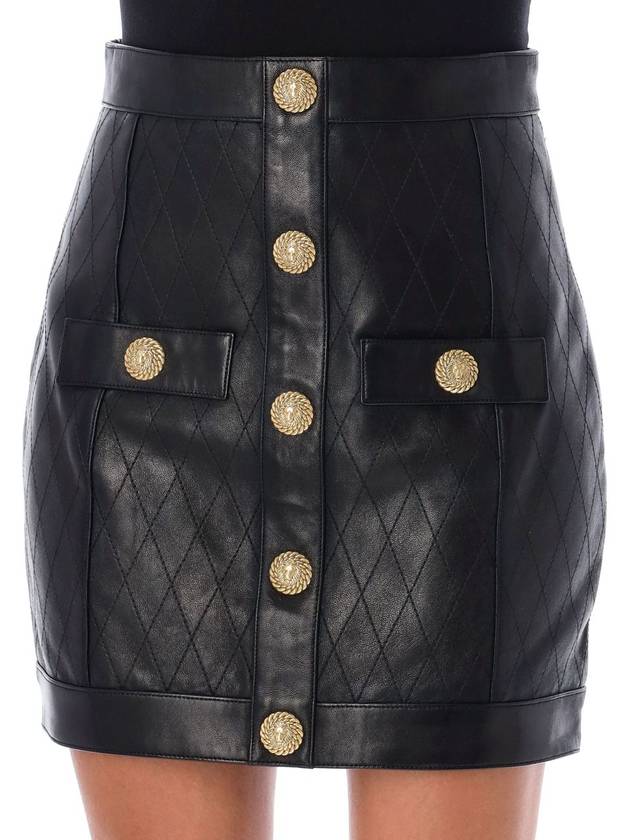 Button topstitched leather pencil skirt black - BALMAIN - BALAAN 4