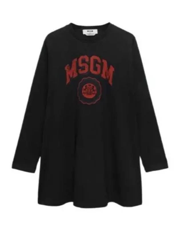 Logo Print Long Sleeve T-Shirt Black - MSGM - BALAAN 2