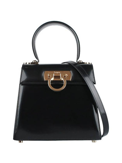 Iconic Top Handle Small Tote Bag Black - SALVATORE FERRAGAMO - BALAAN 2