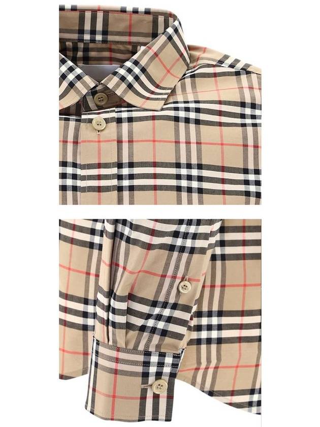 Small Scale Check Stretch Cotton Long Sleeve Shirt Beige - BURBERRY - BALAAN 6