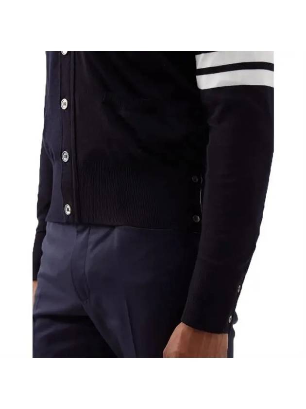 Men's Sustainable Classic Diagonal Wool Cardigan Navy - THOM BROWNE - BALAAN 5