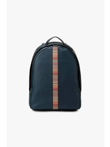 Striped Patch Leather Backpack Blue Green - PAUL SMITH - BALAAN 1