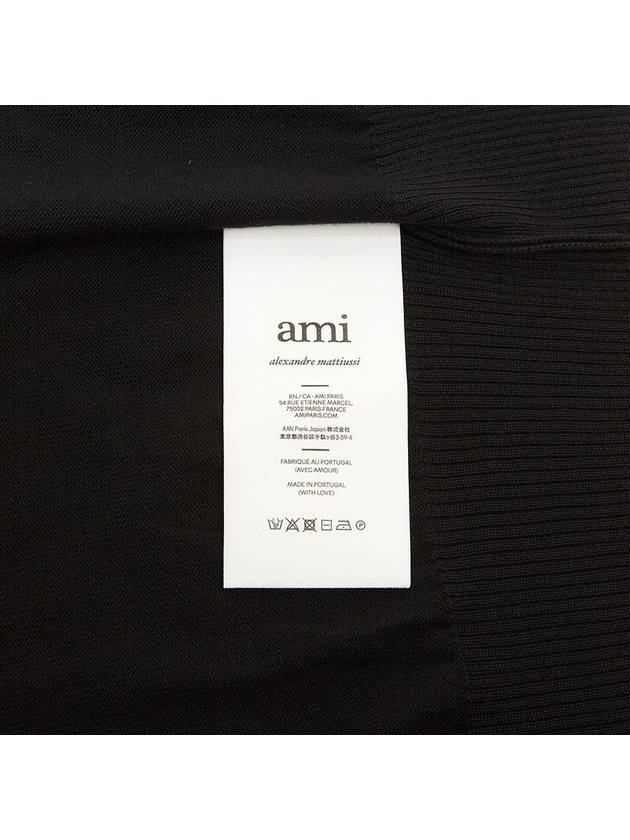 Small Heart Logo Merino Wool Cardigan Noir - AMI - BALAAN 10