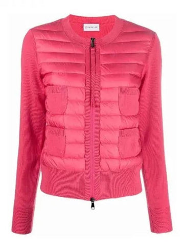 Amlogo padding mix knit zip up quattro pocket fuchsia women s jacket 233543 - MONCLER - BALAAN 1