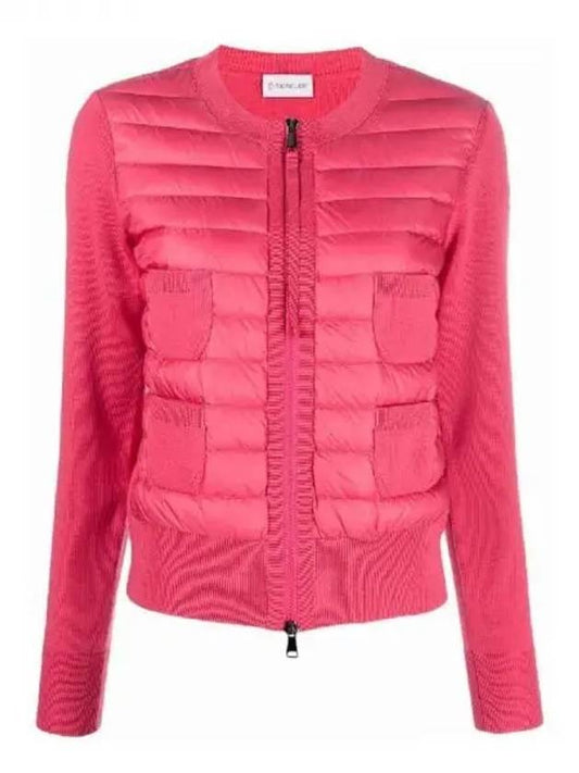 Amlogo padding mix knit zip up quattro pocket fuchsia women s jacket 233543 - MONCLER - BALAAN 1