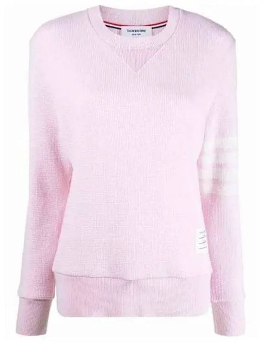 4-Bar Striped Waffle Wool Cashmere Pullover Knit Top Light Pink - THOM BROWNE - BALAAN 2