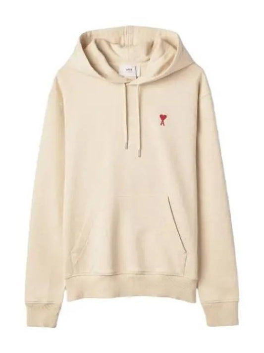 Small Heart Logo Hooded Vanilla Sweatshirt - AMI - BALAAN 1