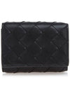 Tiny Tri-Fold Zipper Half Wallet Black - BOTTEGA VENETA - BALAAN 2