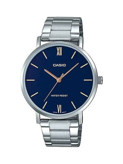 Stainless Steel Band Analog Watch Blue Silver - CASIO - BALAAN 2