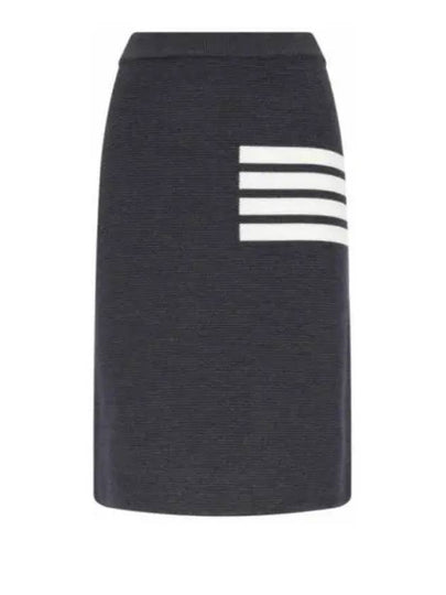 Women's Fine Merino Wool 4 Bar Stitch Pencil Skirt Dark Grey - THOM BROWNE - BALAAN 2