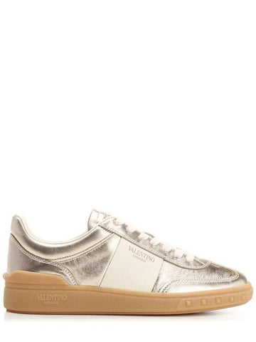 Upvillage Lace-Up Low-Top Sneakers Silver - VALENTINO - BALAAN 1