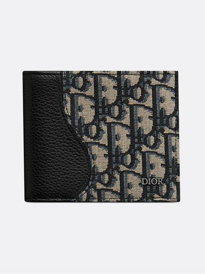 Saddle Oblique Jacquard Half Wallet Black Beige - DIOR - BALAAN 2