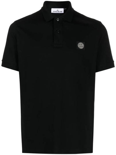 Pique Stretch Cotton Short Sleeve Polo Shirt Black - STONE ISLAND - BALAAN 2