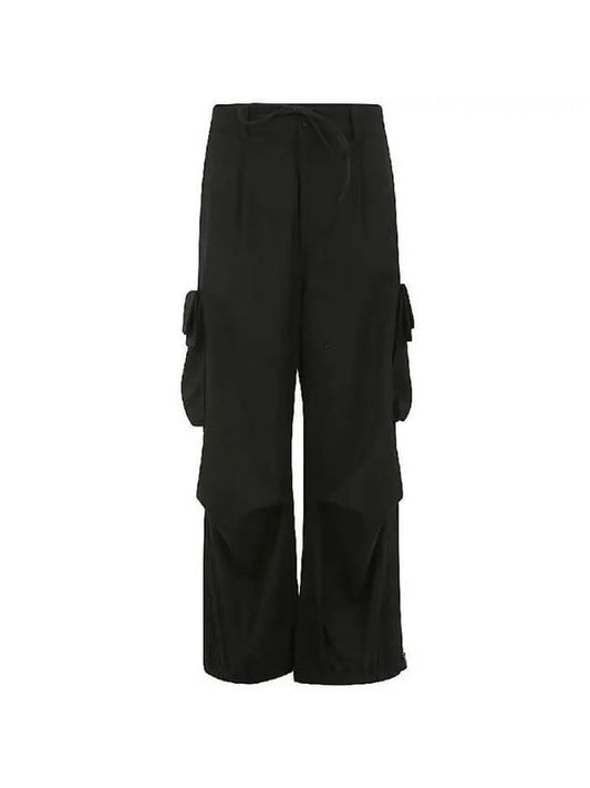 Y 3 Women s Pants Denim Drawstring Wide Cargo IN4373 BLACK - Y-3 - BALAAN 1