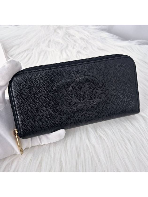 Caviar zipper long wallet black - CHANEL - BALAAN 3