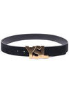 YSL gold logo leather belt black - SAINT LAURENT - BALAAN.