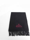 Logo Wool Fringe Muffler Anthracite Black - VIVIENNE WESTWOOD - BALAAN 2