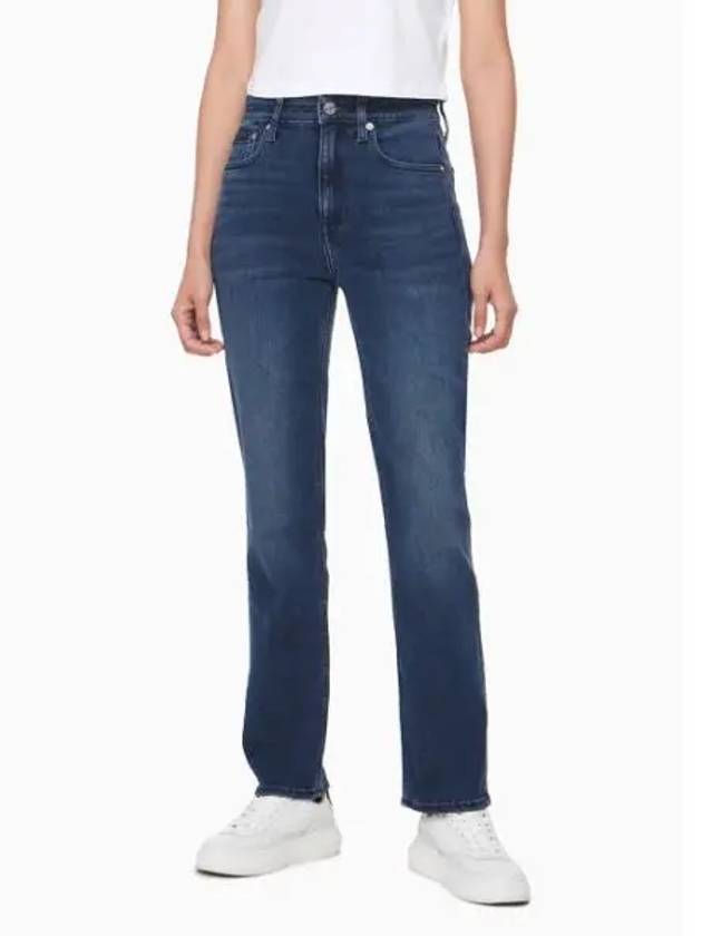 JEANS Women s High Rise Slim Straight Fit Blue Black Brushed Denim J224408 1BJ - CALVIN KLEIN - BALAAN 1